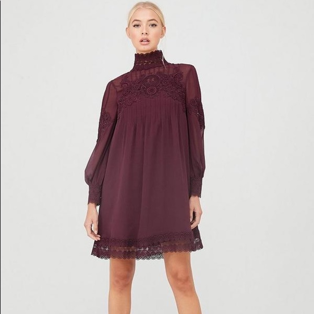 SOLD Anneah High Neck Long Sleeve Tunic Dress